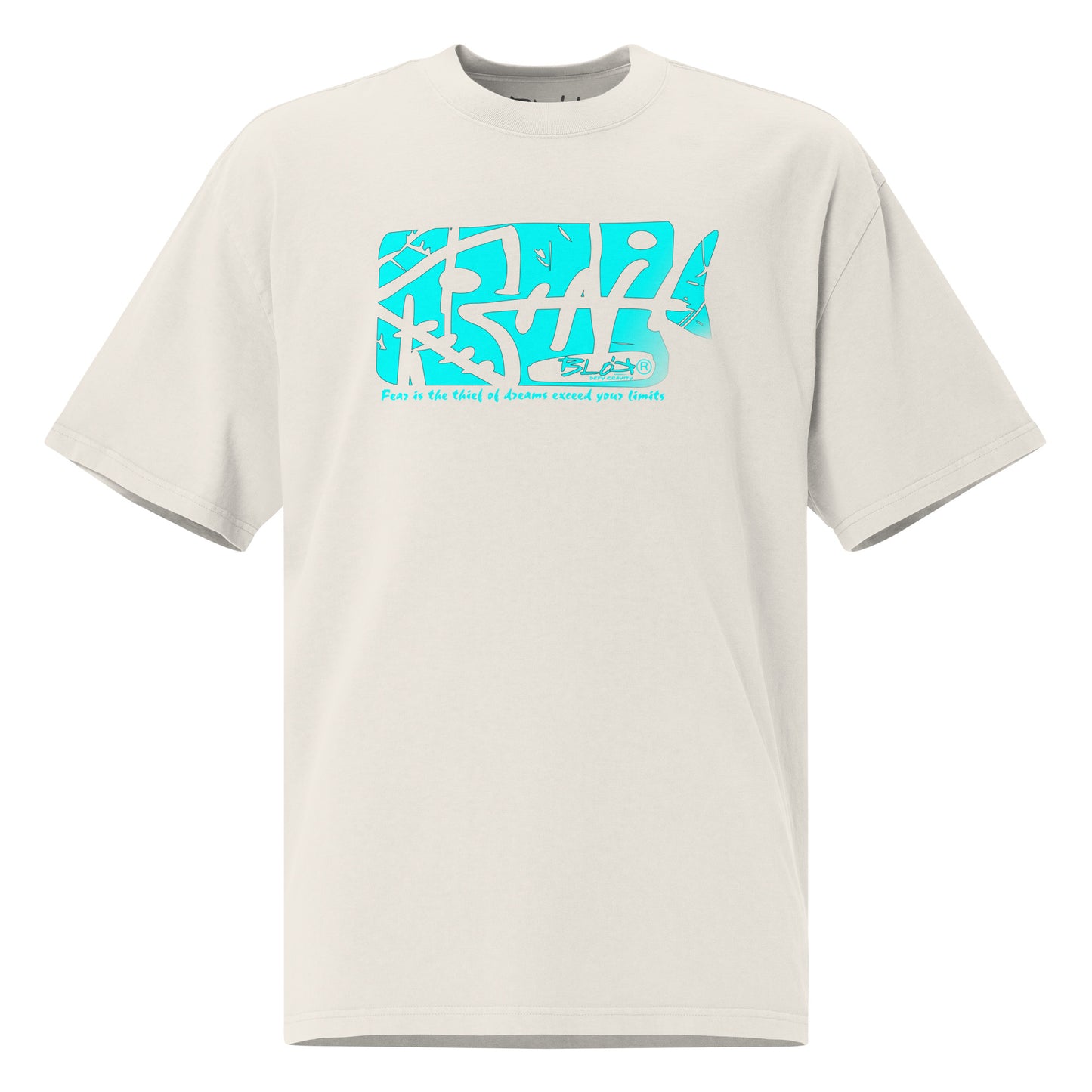 Fish Bone - Front Print in Turquoise - Men's Oversize Graphic T-Shirt