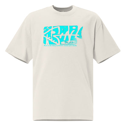 Fish Bone - Front Print in Turquoise - Men's Oversize Graphic T-Shirt
