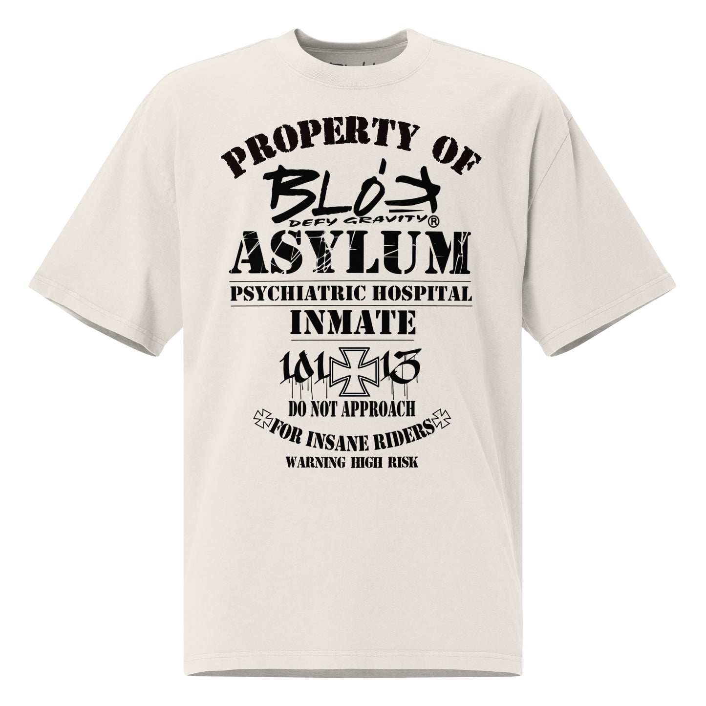 Asylum Inmate - Front Print - in Black - Men's Oversize