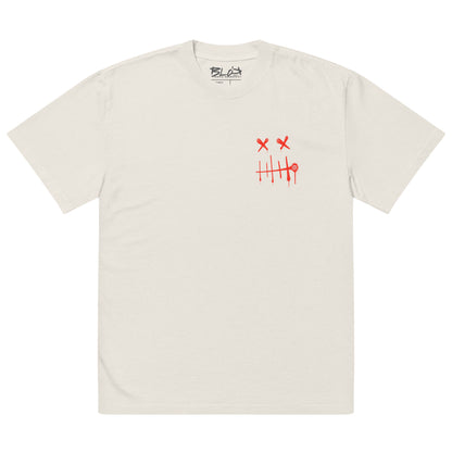 Stitch Face  - Front & Back Print in Red - Men's Oversize Graphic T-Shirt