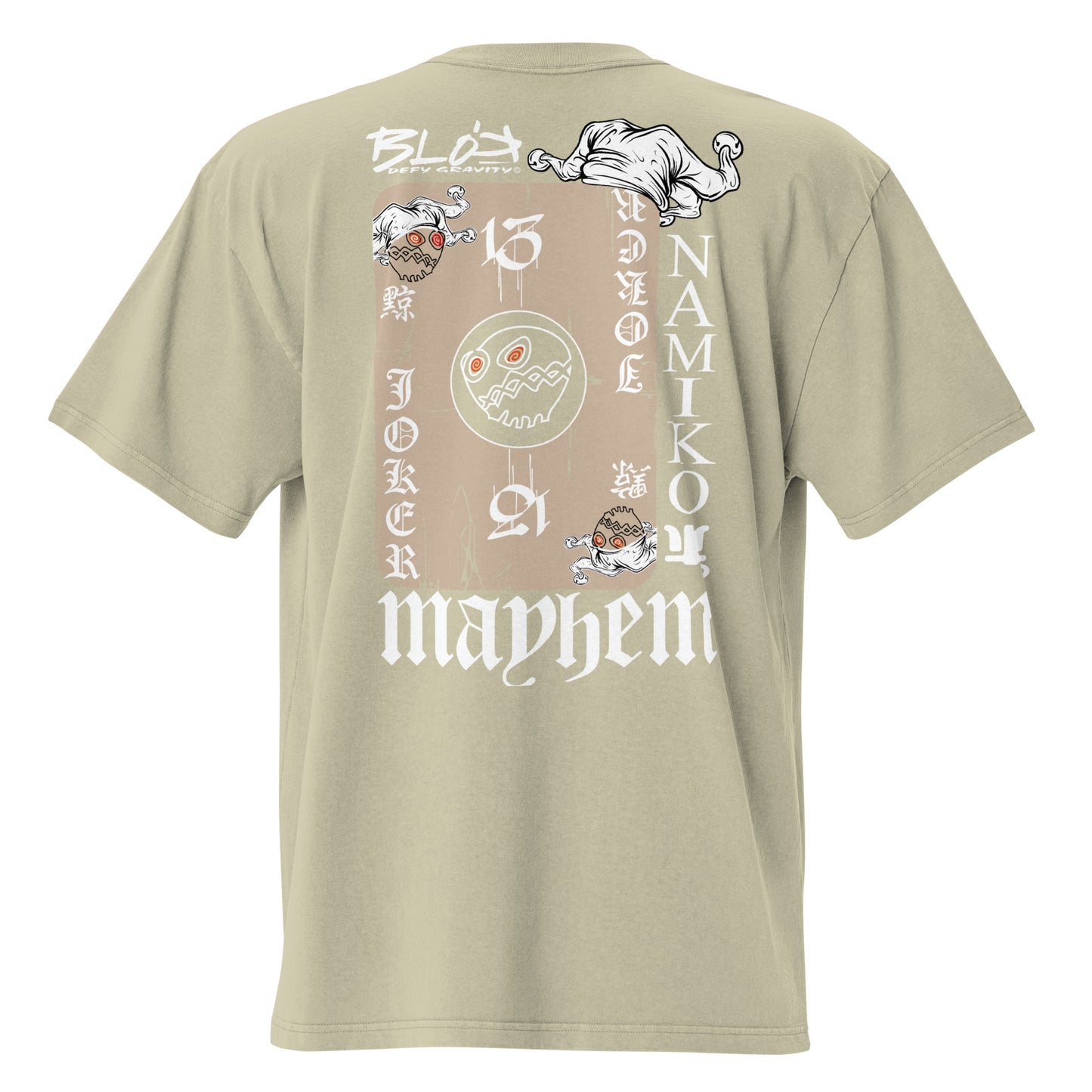 Poker Face - Front & Back Print - in White & Sand - Men's Oversize