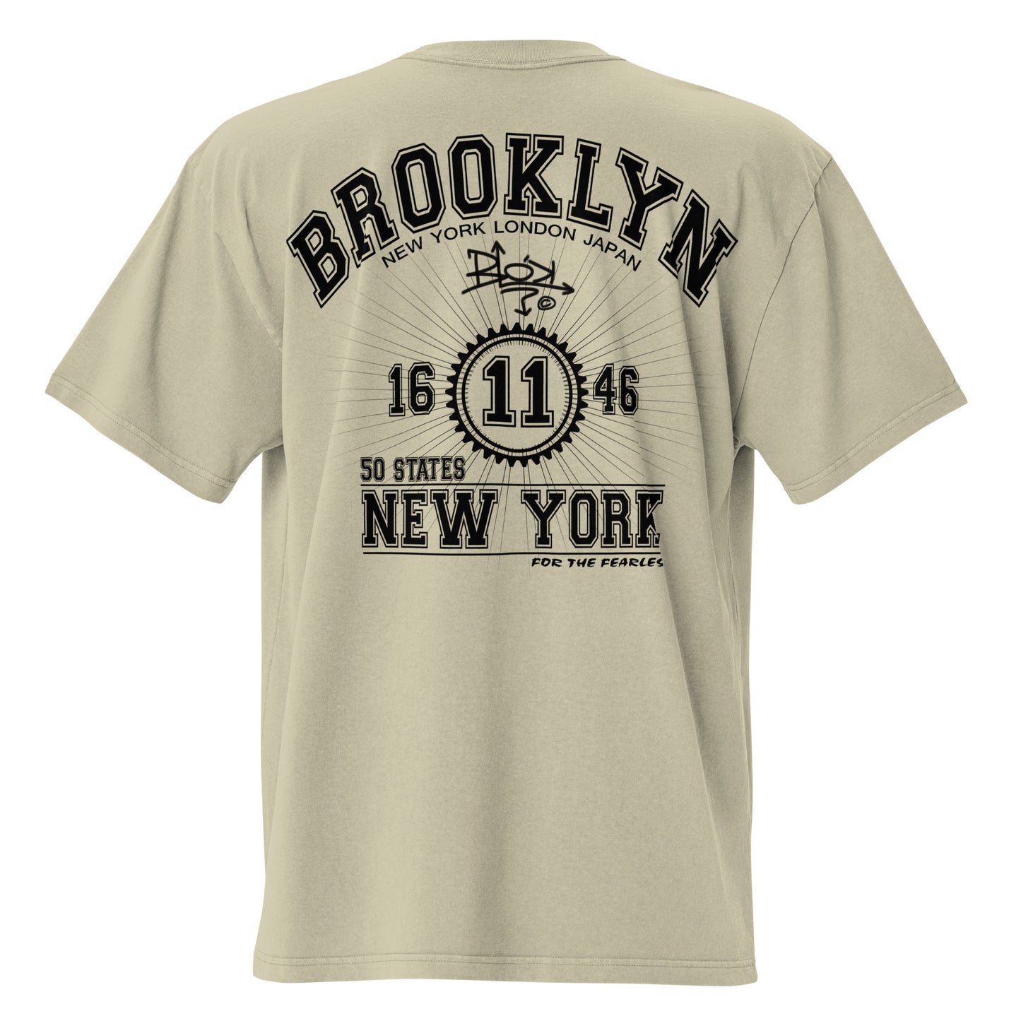 Brooklyn New York - Front & Back Print - in Black - Oversize Men's