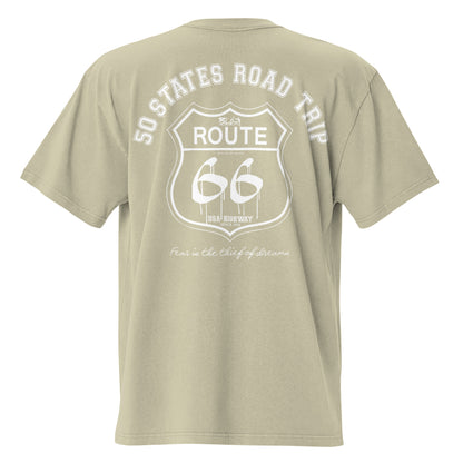 Route 66 Road Trip - Front & Back Print - in White - Oversize Men's