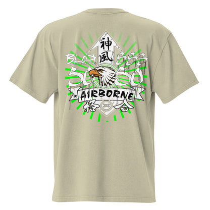 Airborne Eagle - Front & Back Print - in White & Green - Oversize Men's