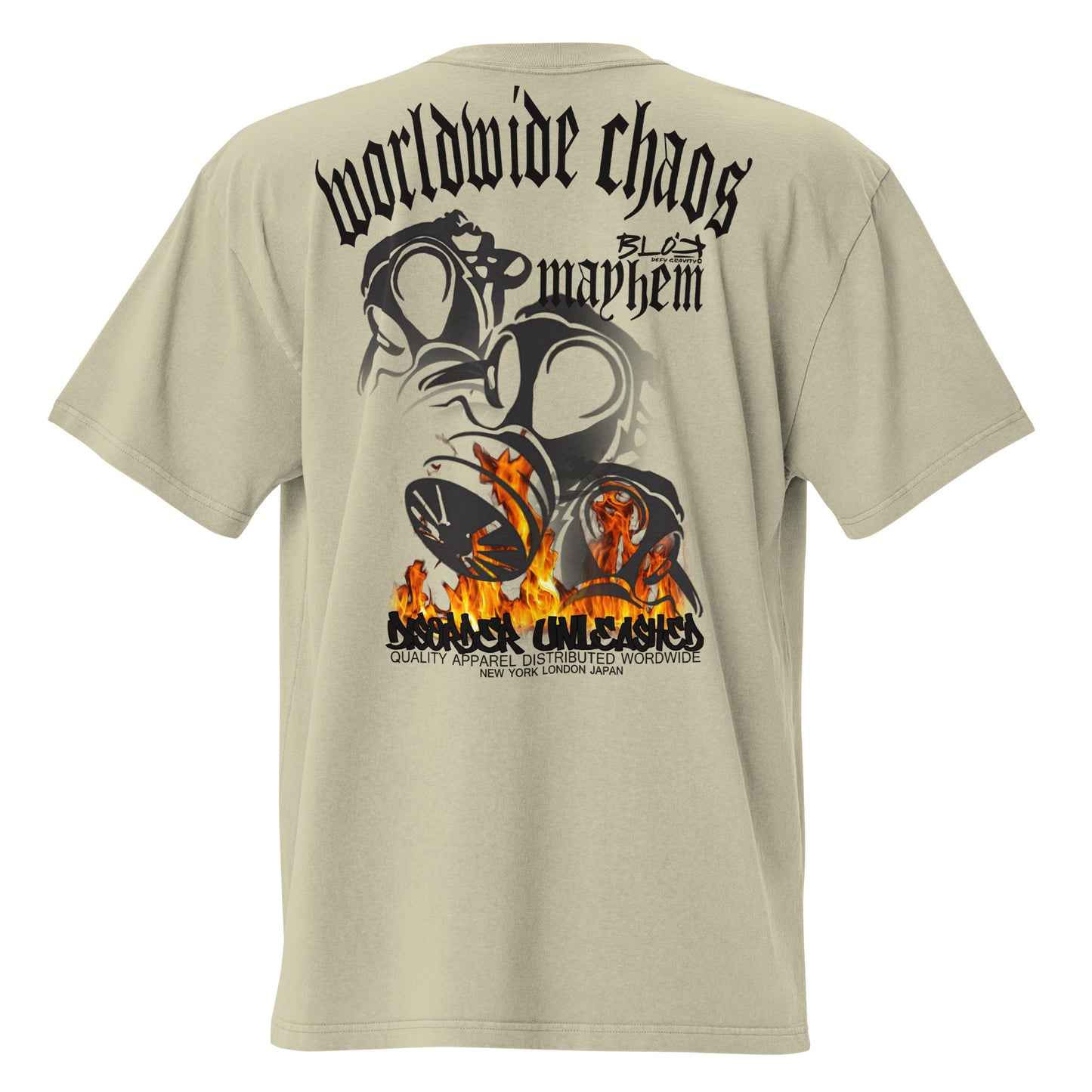 Worldwide Chaos - Front & Back Print - in Black - Oversize Men's