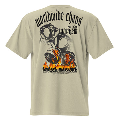 Worldwide Chaos - Front & Back Print - in Black - Oversize Men's