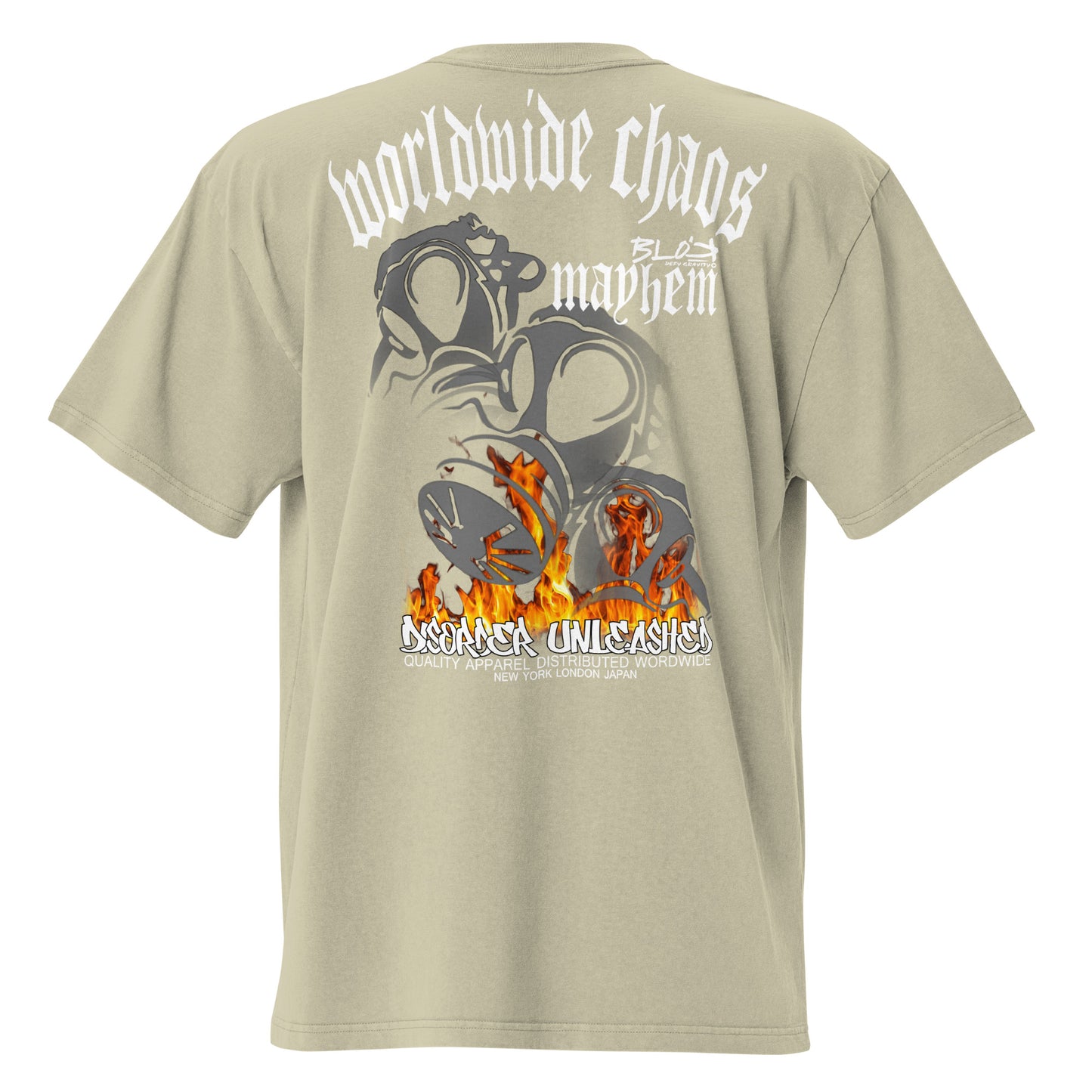 Worldwide Chaos - Front & Back Print - in White - Men's Oversize