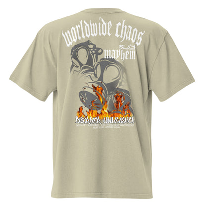 Worldwide Chaos - Front & Back Print - in White - Men's Oversize