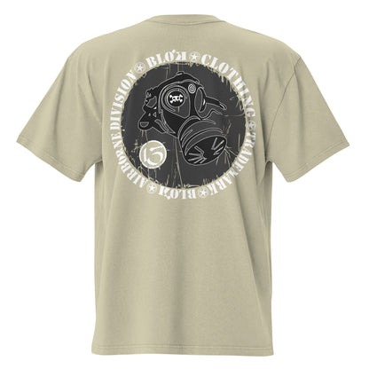 Gas mask - Front & Back Print - in White & Grey - Oversize Men's