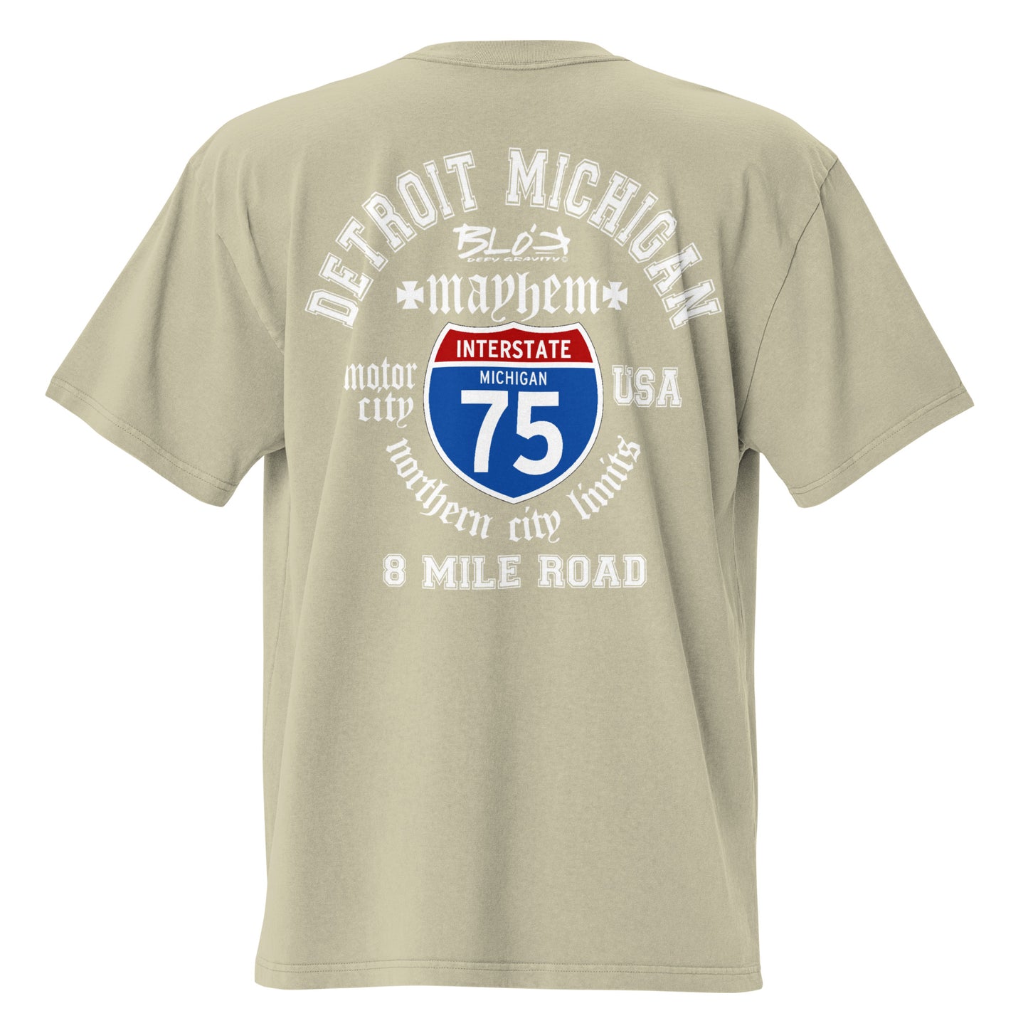 Detroit 8 Mile - Front & Back Print - in White - Oversize Men's