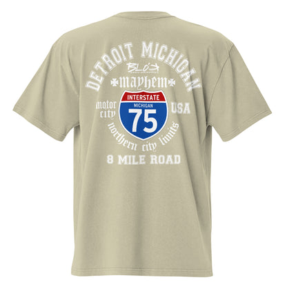 Detroit 8 Mile - Front & Back Print - in White - Oversize Men's