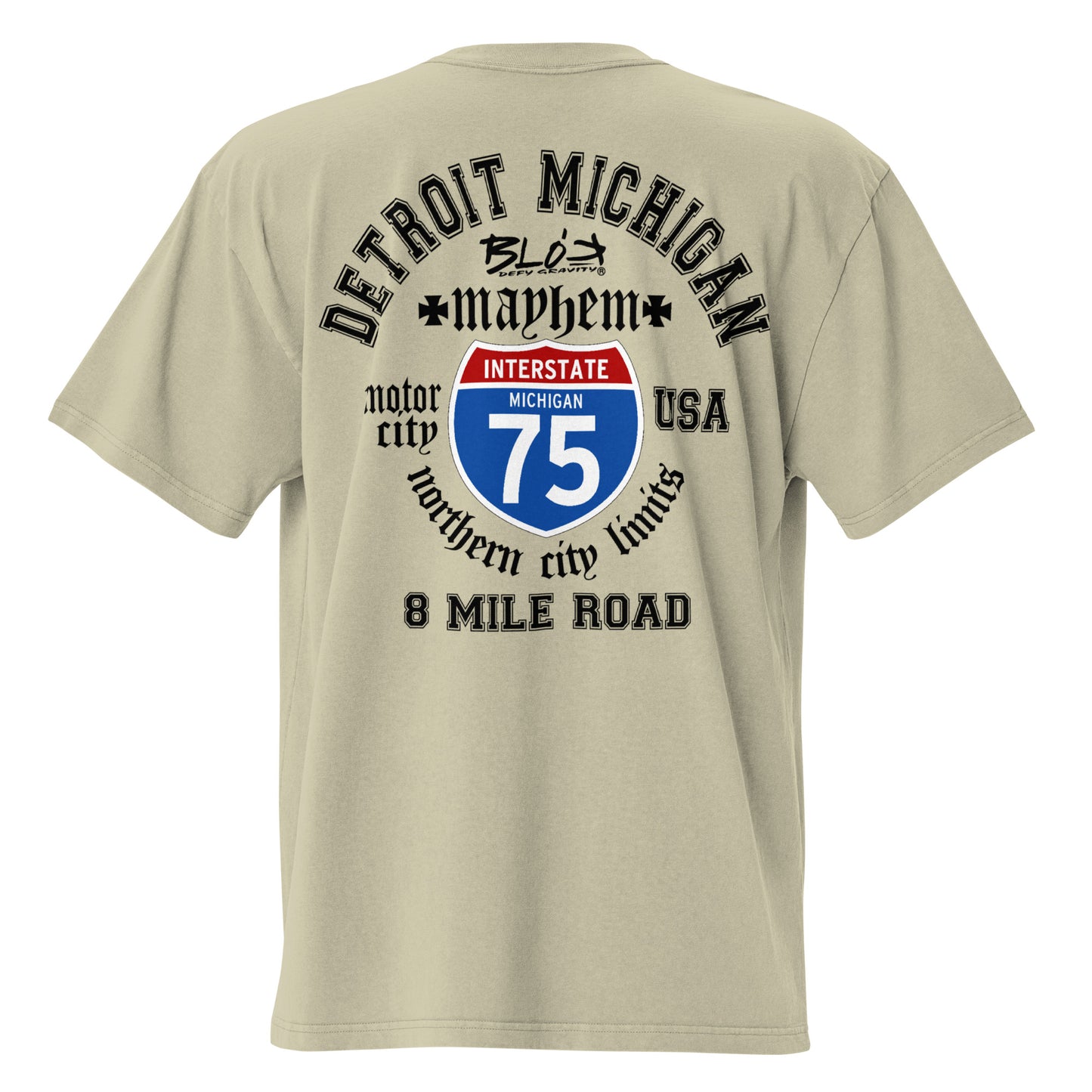 Detroit 8 Mile - Front & Back Print - in Black - Oversize Men's