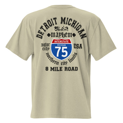 Detroit 8 Mile - Front & Back Print - in Black - Oversize Men's