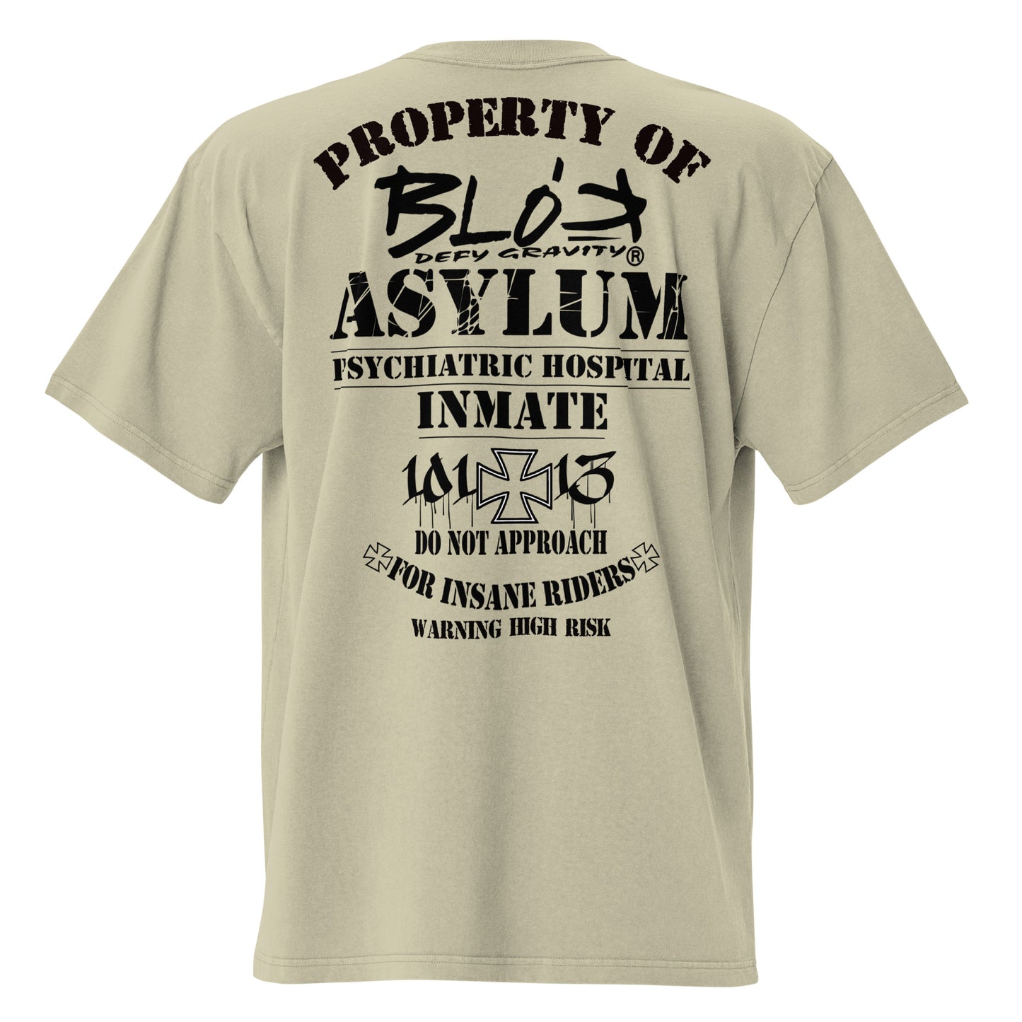 Asylum Inmate - Front & Back Print - in Black - Men's Oversize