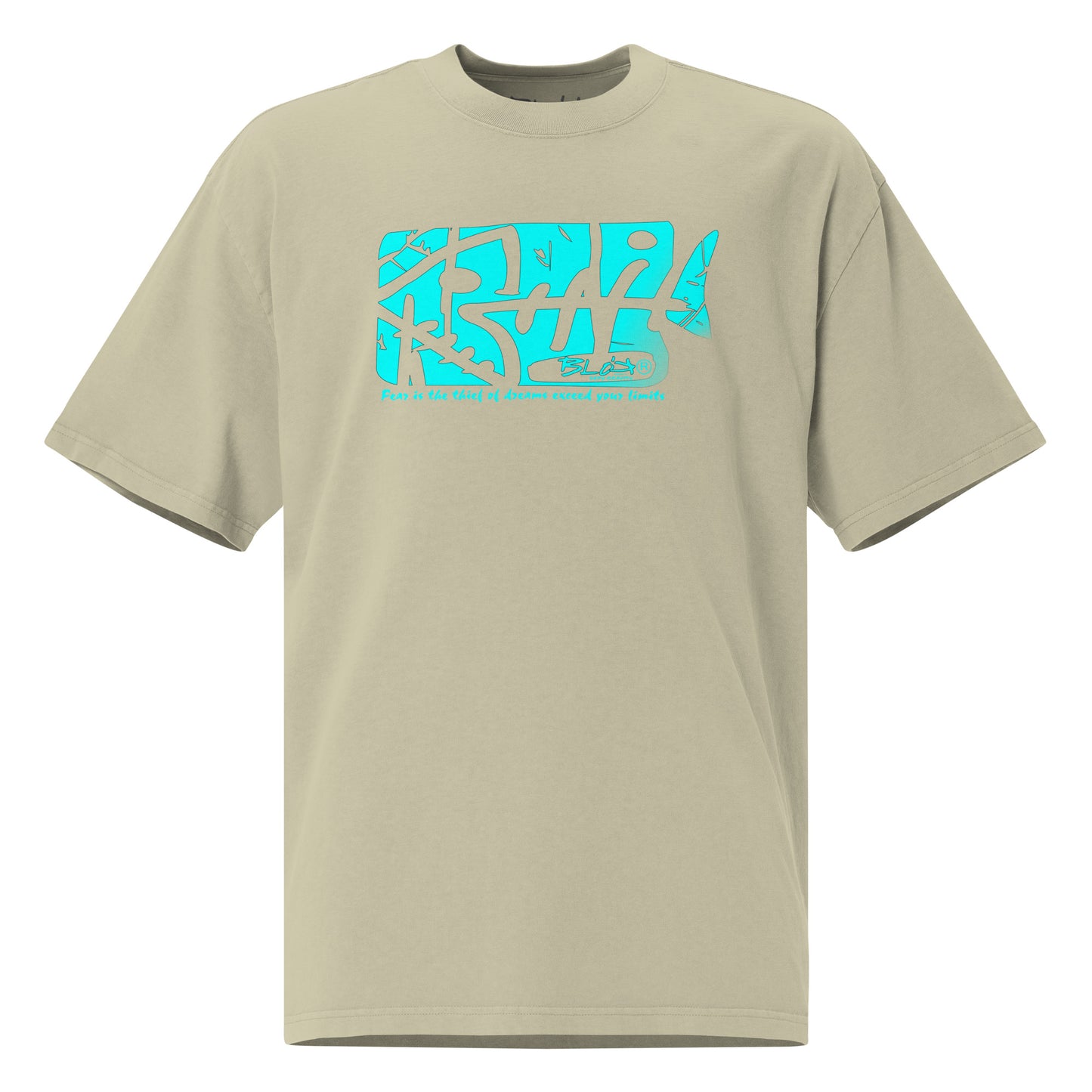 Fish Bone - Front Print in Turquoise - Men's Oversize Graphic T-Shirt