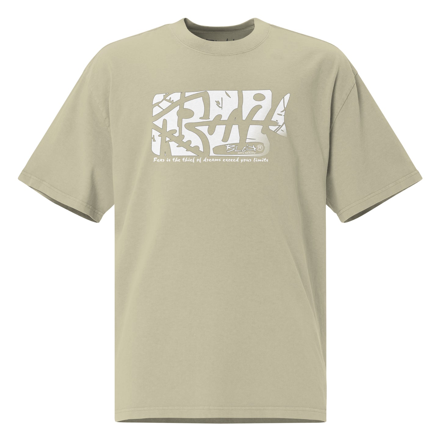 Fish Bone - Front Print in White - Men's Oversize Graphic T-Shirt