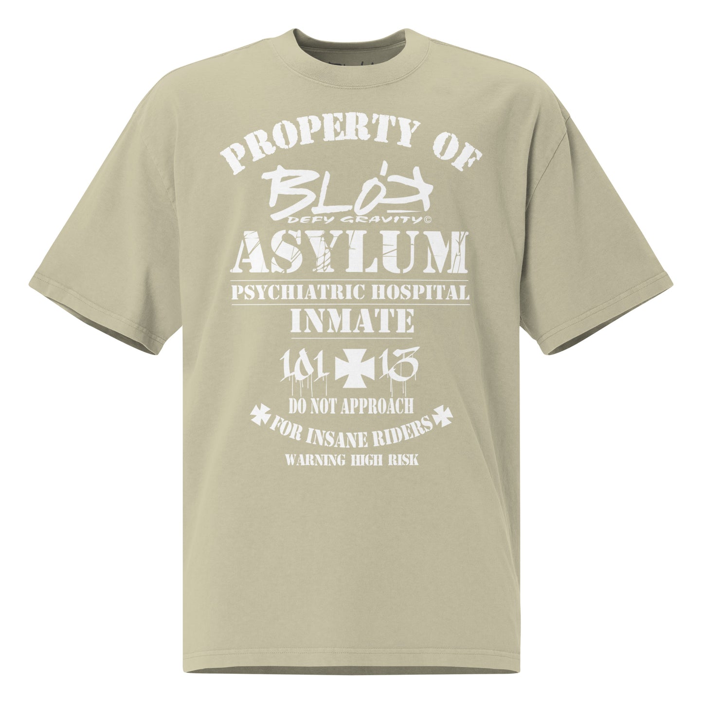 Asylum Inmate - Front Print - in White - Men's Oversize