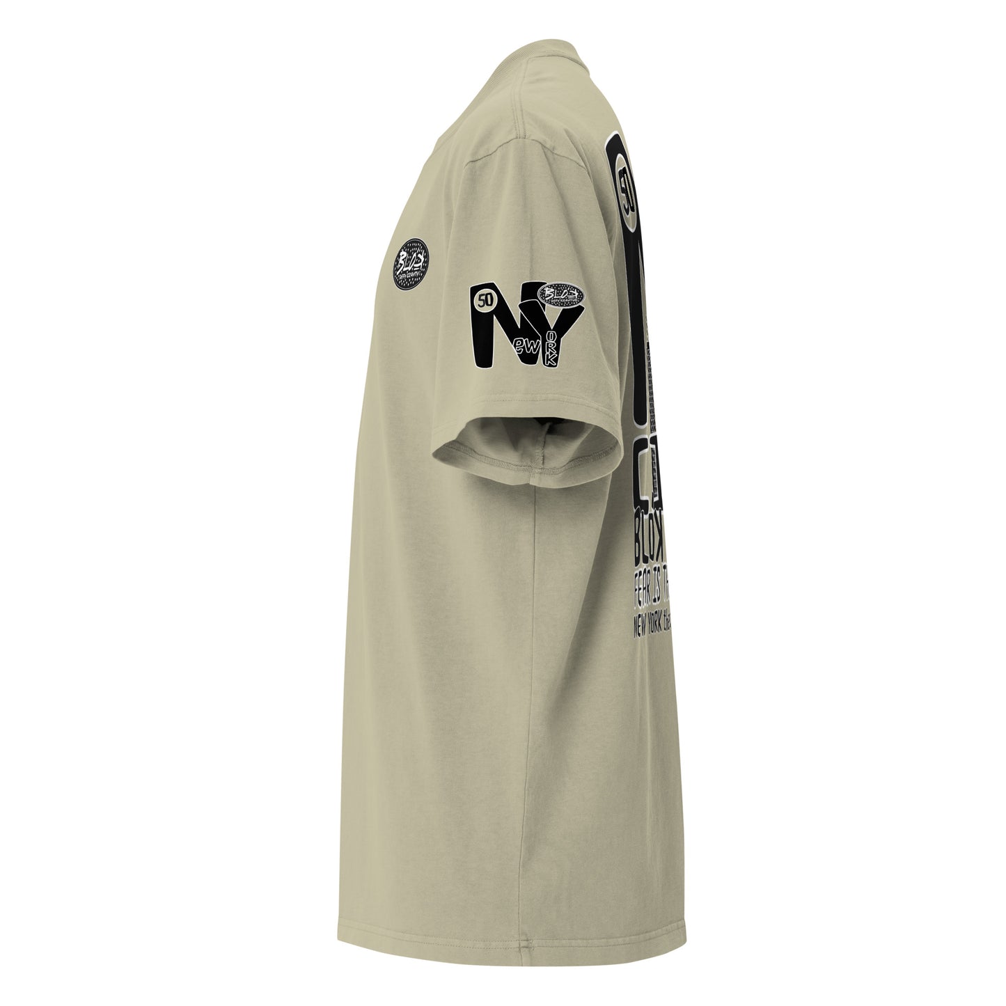 New York City Worldwide - Front, Back & Arm Print in Black & White - Men's Oversize