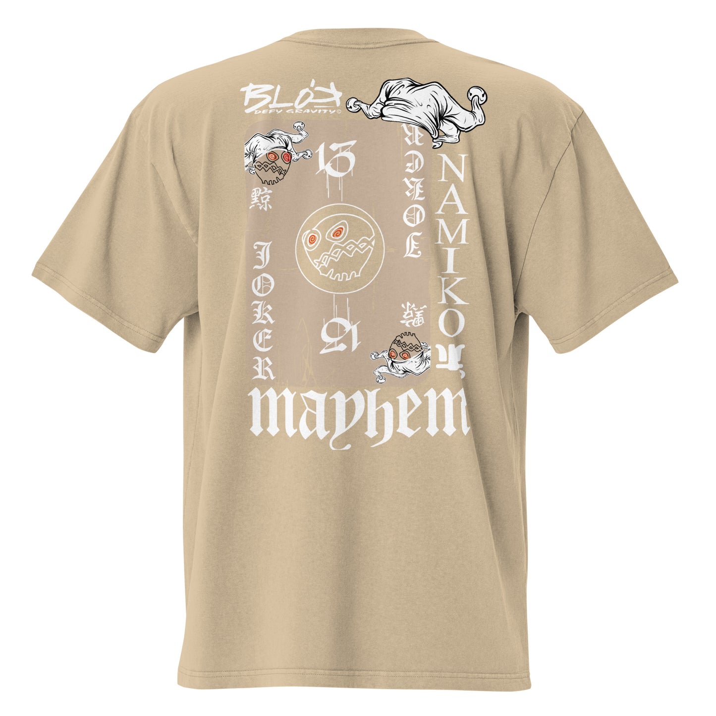 Poker Face - Front & Back Print - in White & Sand - Men's Oversize