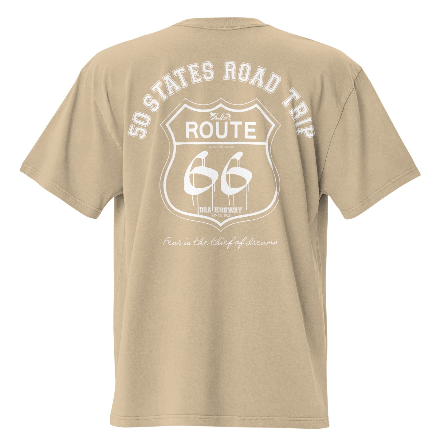 Route 66 Road Trip - Front & Back Print - in White - Oversize Men's
