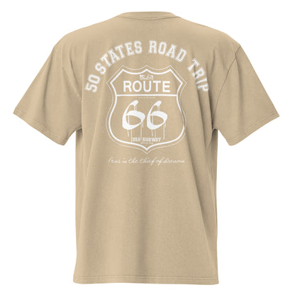 Route 66 Road Trip - Front & Back Print - in White - Oversize Men's