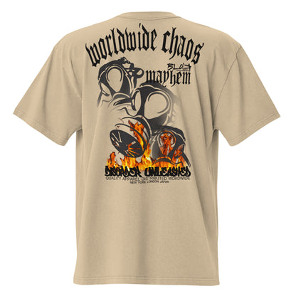 Worldwide Chaos - Front & Back Print - in Black - Oversize Men's