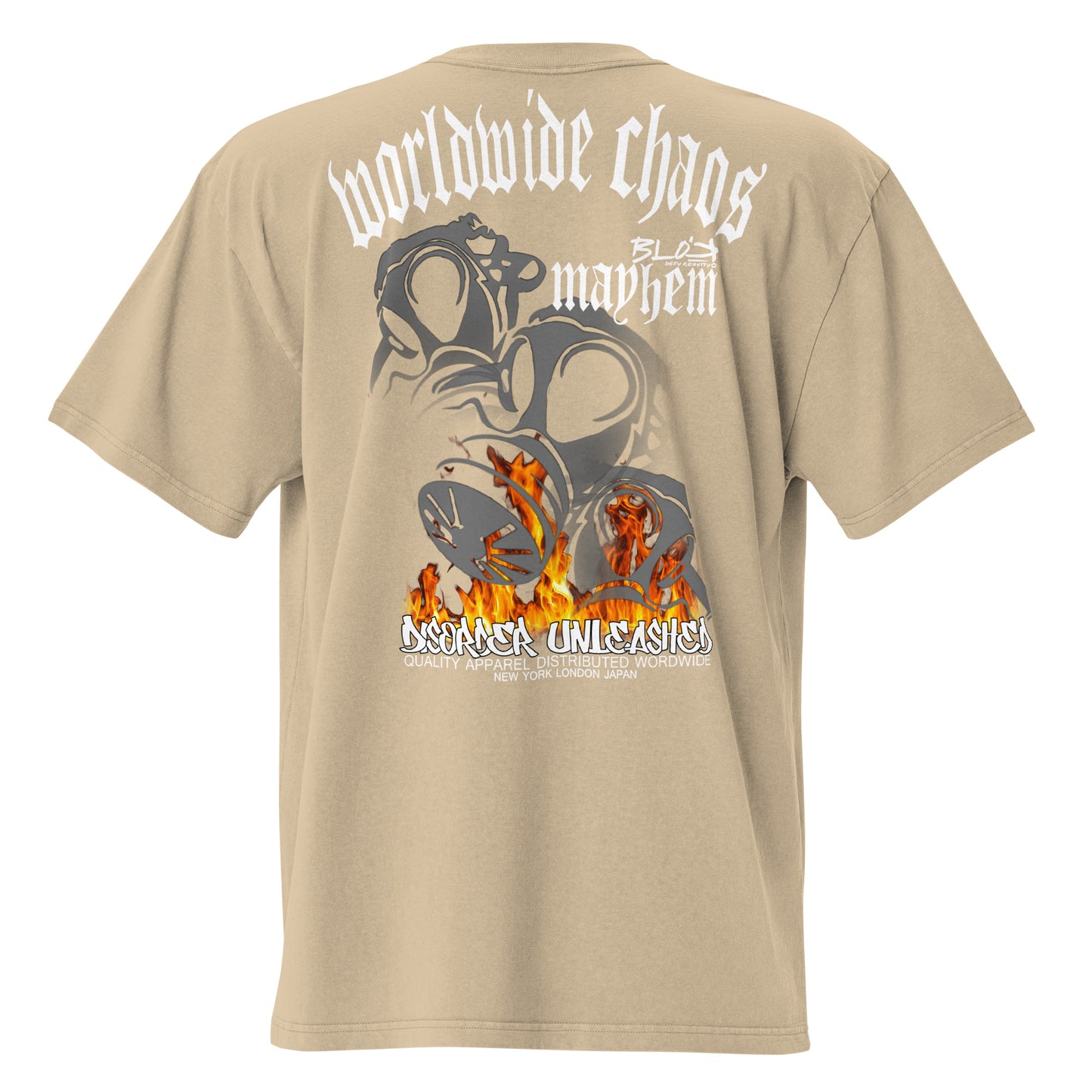 Worldwide Chaos - Front & Back Print - in White - Men's Oversize