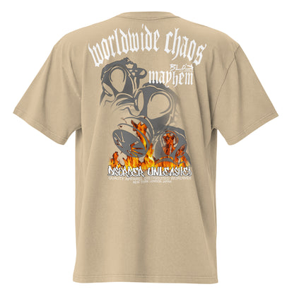 Worldwide Chaos - Front & Back Print - in White - Men's Oversize