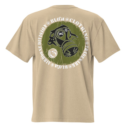 Gas mask - Front & Back Print - in White & Green - Oversize Men's