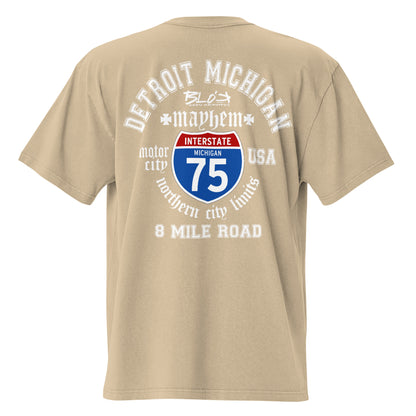 Detroit 8 Mile - Front & Back Print - in White - Oversize Men's