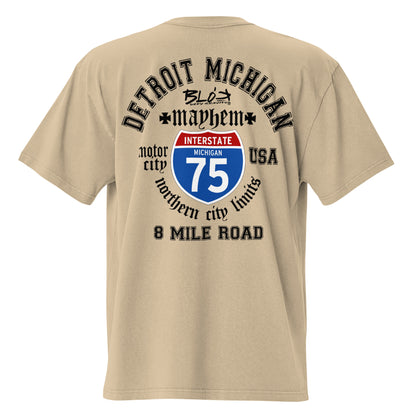 Detroit 8 Mile - Front & Back Print - in Black - Oversize Men's