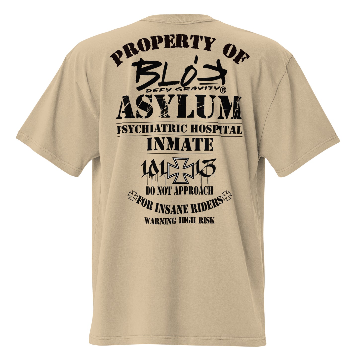 Asylum Inmate - Front & Back Print - in Black - Men's Oversize