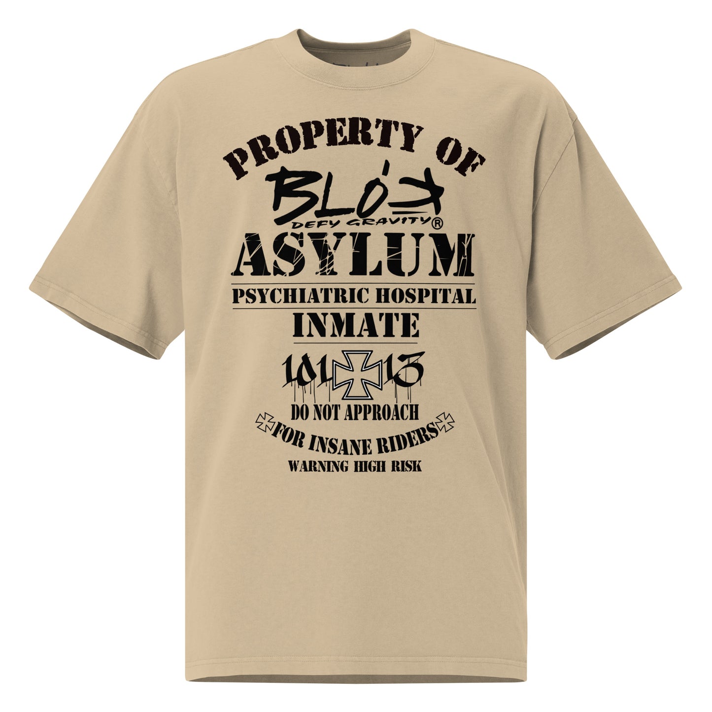 Asylum Inmate - Front Print - in Black - Men's Oversize