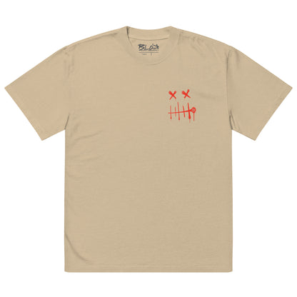 Stitch Face  - Front & Back Print in Red - Men's Oversize Graphic T-Shirt