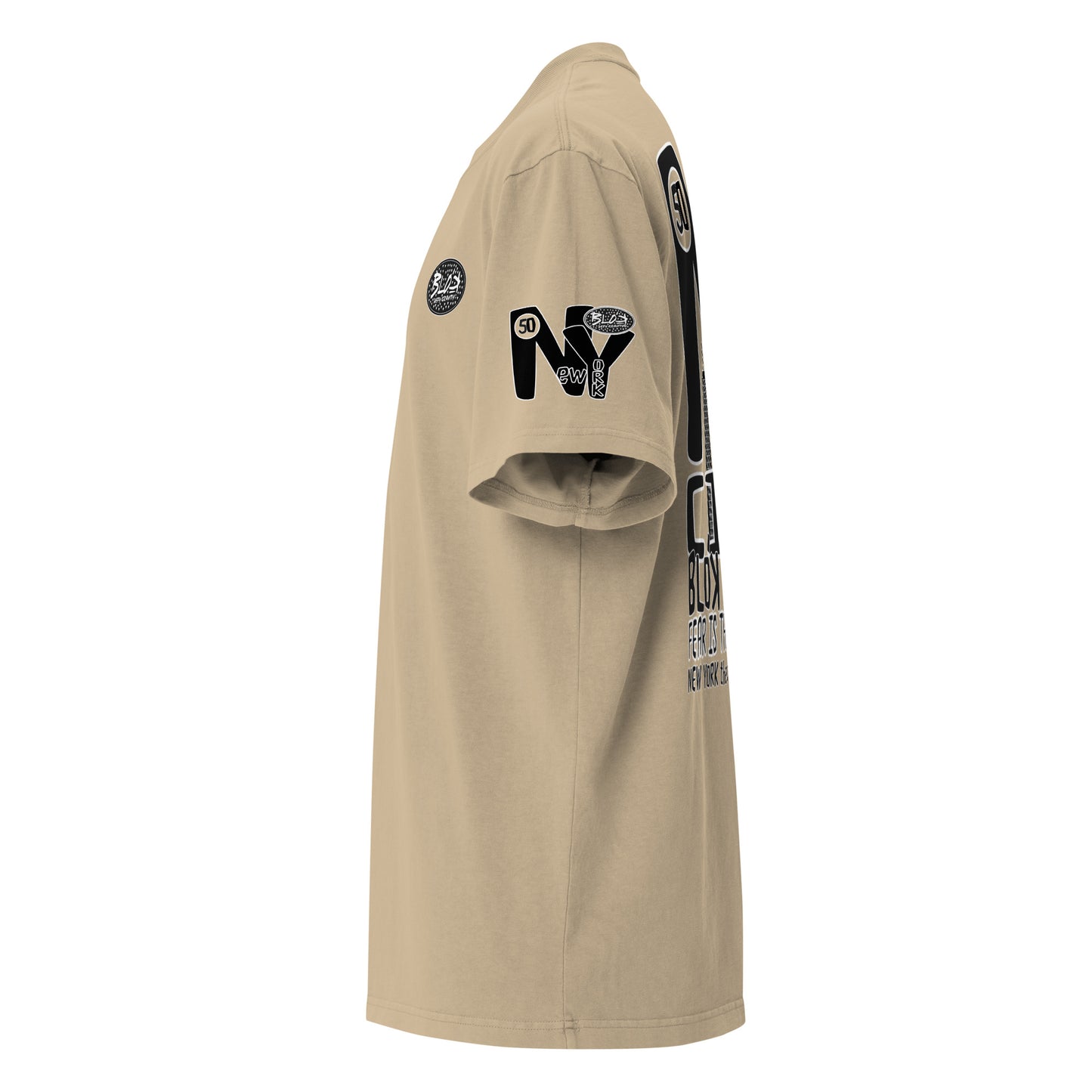 New York City Worldwide - Front, Back & Arm Print in Black & White - Men's Oversize