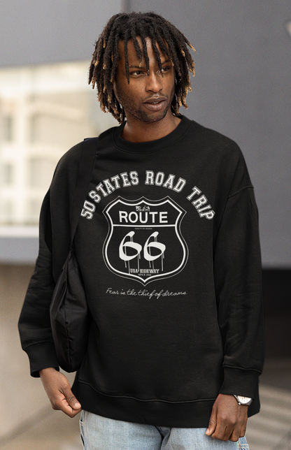 Route 66 Road Trip - 50 States - White Print - Men's Sweatshirt