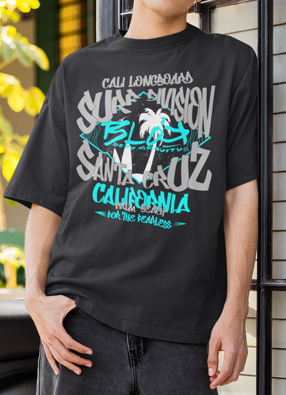 Santa Cruz - Front Print - in Gray & Turquoise - Men's Oversize