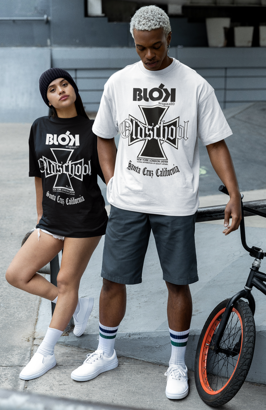 Old School Iron Cross - Front Print in White - Women's Relaxed Fit