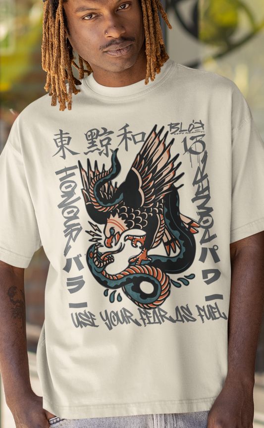 Fear As Fuel - Front Print - with White Logo - Men's Oversized