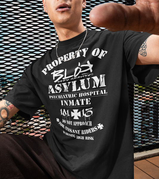 Asylum Inmate - Front Print - in White - Men's Oversize