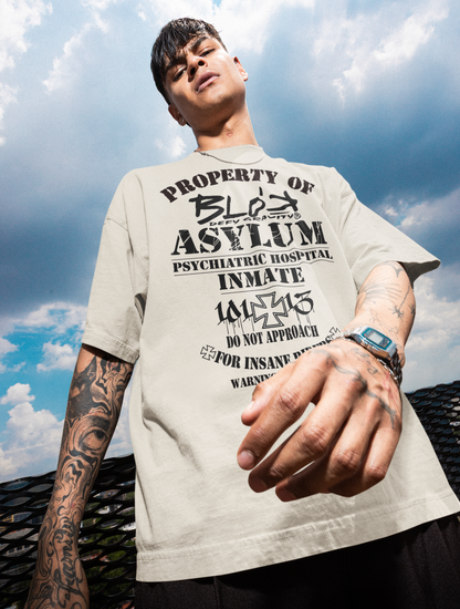 Asylum Inmate - Front Print - in Black - Men's Oversize