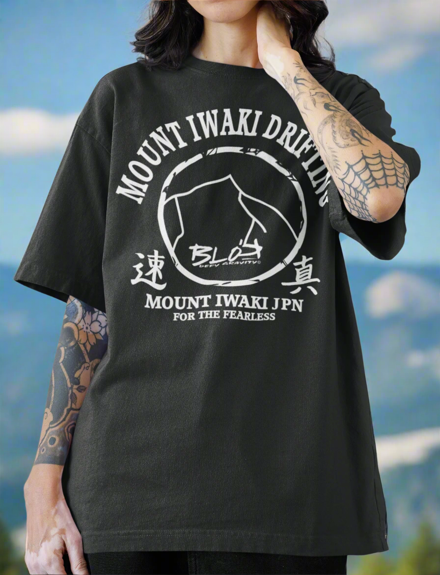 Mount Iwaki - Front Print - in White - Women's Oversize