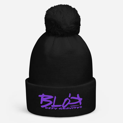 Blok Defy Gravity - Pom Pom Beanie - Purple Embroidery