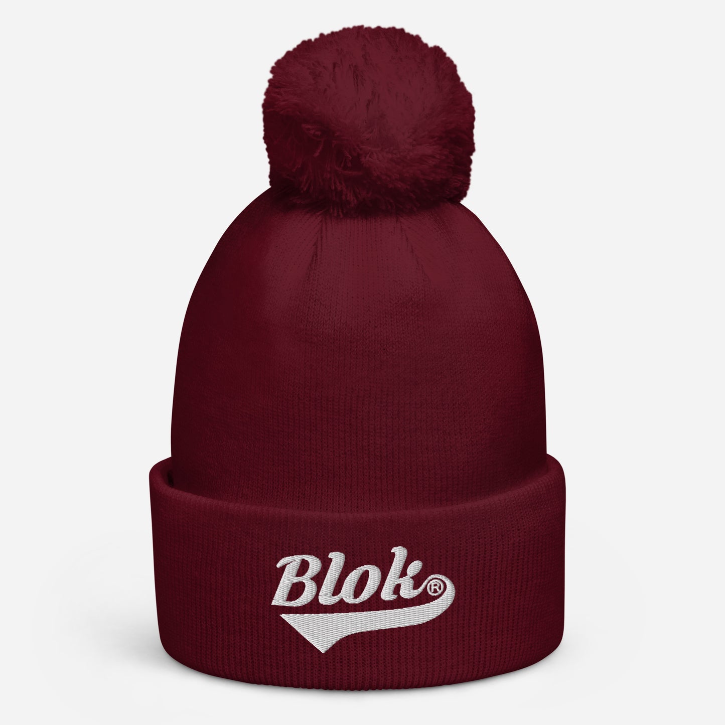 Blok Classic Logo - Pom Pom Beanie - White Embroidery
