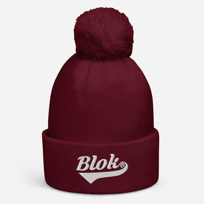 Blok Classic Logo - Pom Pom Beanie - White Embroidery
