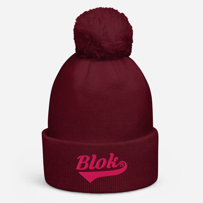 Blok Classic Logo - Pom Pom Beanie - Pink Embroidery