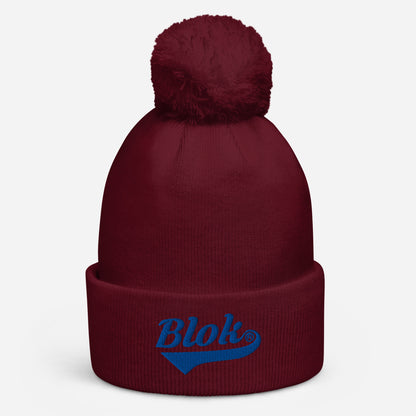 Blok Classic Logo - Pom Pom Beanie - Blue Embroidery