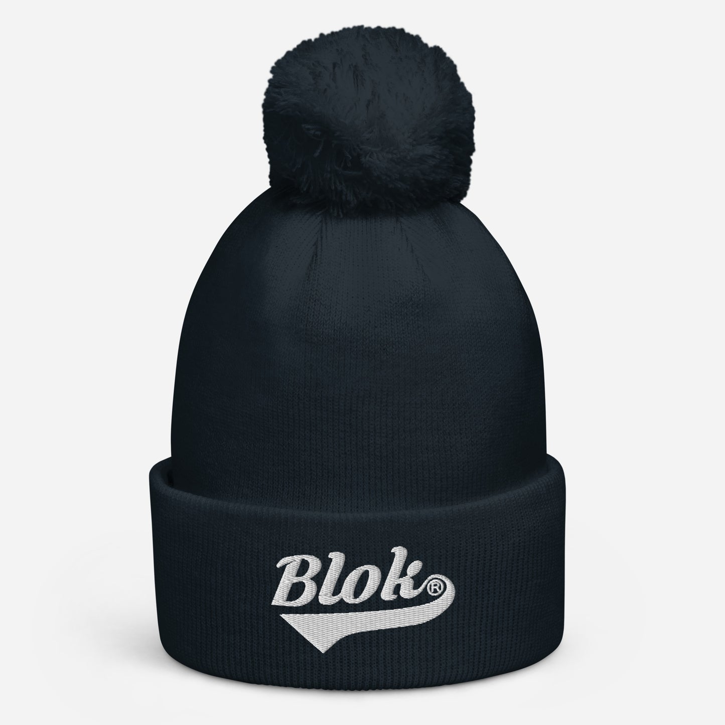 Blok Classic Logo - Pom Pom Beanie - White Embroidery