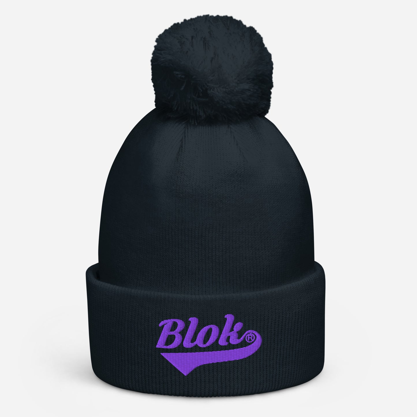 Blok Classic Logo - Pom Pom Beanie - Purple Embroidery