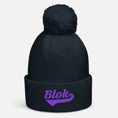 Blok Classic Logo - Pom Pom Beanie - Purple Embroidery
